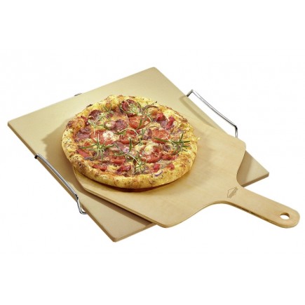 Plaque Pizza En Pierre De Lave De L'Etna | 39x35x2 Cm + Pelle | Pour Four Et Barbecue | Fabriqué En Italie